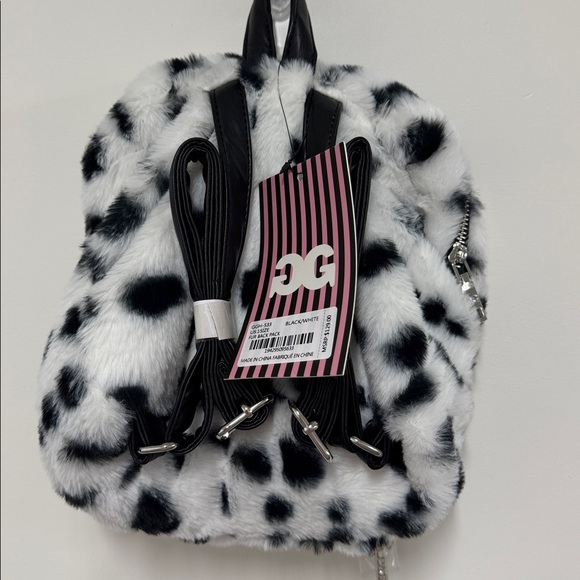 NWT Gilda Paris Faux Fur Dalmatian Print Backpack - Picture 2 of 4